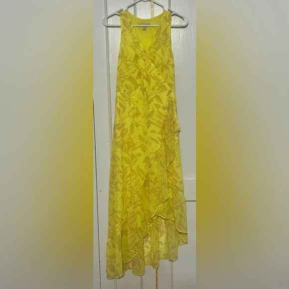 Chelsea28 Floral Print Asymmetric Faux Wrap Yellow Dress - Picture 4 of 5